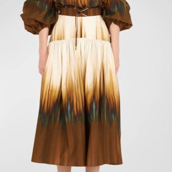 Silvia Tcherassi Damla Tuscan Sunset Degrade-Print Cotton Skirt Whimsical Artsy - Picture 3 of 16